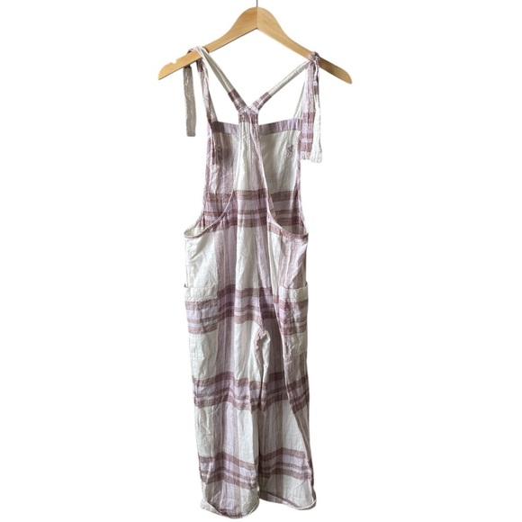 Aerie Plaid Shoulder Tie Straps Cropped Cargo Style Jumpsuit Size S - Picture 6 of 9